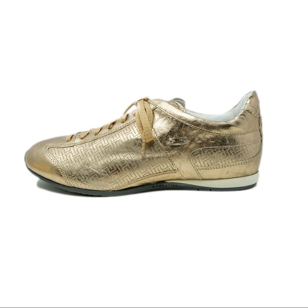 ALBERTO GUARDIANI Leather Sneakers, Gold, Size 6 | EU 39